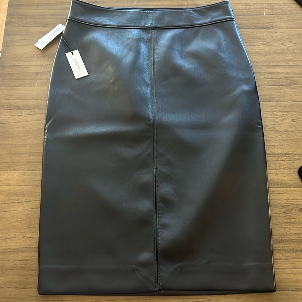 NWT babaton size 12 midi skirt faux leather